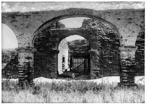 Mission San Juan Capistrano, showing entrance to bull pens, California, ca.1900