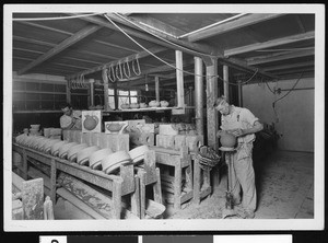 Factory interior of the Pacific Clay Products Company's Plant #4, ca.1934