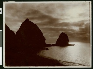 Santa Catalina Island's Sugar Loaf rock formation in the moonlight