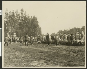 Large crowd watching a polo game, ca.1920