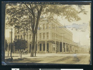 Exterior view of the Park Hotel building in Chico, ca.1910
