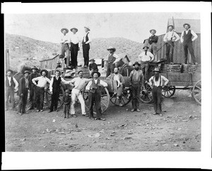 F. A. Morgan's Water Wagon at Kinyon Mine near Randsburg, ca.1897