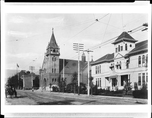 View of buildings along Colorado Boulevard, looking east in Pasadena, ca.1901