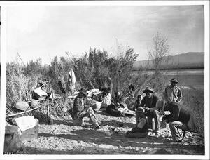 A group of Chemehuevi Indians at a camp, ca.1900