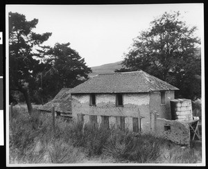 Exterior view of the remains of the Price Adobe School in Price Canyon, ca.1900