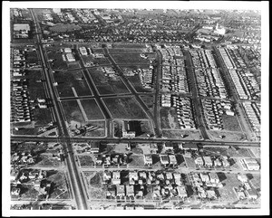 Aerial view of Los Angeles showing the McNulty subdivision, ca.1920