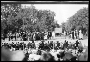 Outdoor theatre production in Claremont, ca.1900