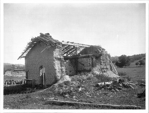 Ruin of the gardener's cottage at Mission San Antonio de Padua, California, ca.1906