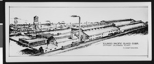 Drawing of the exterior of the Illinois-Pacific Glass Company, ca.1930