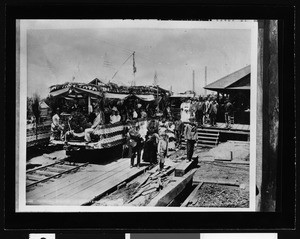 First Mount Lowe Railway car to leave Altadena for Rubio Canyon, July 4, 1893