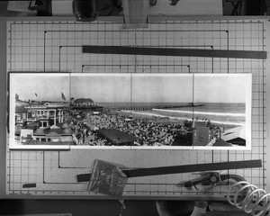 Panoramic view of Long Beach showing the beach and the pier, ca.1924