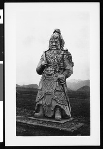 Stone warrior image, Ming tomb, China, ca.1900