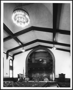 Interior view of the Sinai Temple, later the Welsh Presbyterian Church, 1909