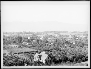Bird's-eye view of South Pasadena, looking north from hill, ca.1896-1900