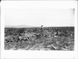 Dr. George Cole party excavating gravesite in Santa Clara cliff dwelling ruins, Paquate Canyon, New Mexico, ca.1895