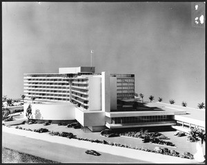 Architectural model of the Beverly Hills Hilton Hotel