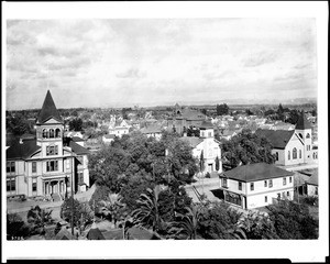 Birdseye view of Santa Ana, showing churches and official buildings, ca.1910