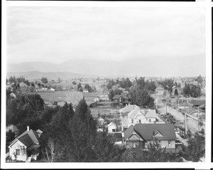 Birdseye view of residential San Bernardino looking north from the high school, ca.1905