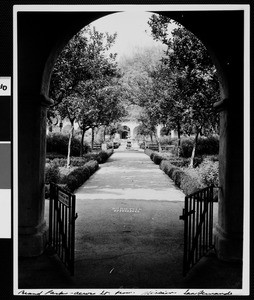 View of Brand Park across the street from the San Fernando Mission, ca.1926