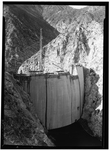 Rear view of Pacoima Dam under construction, January 20, 1928