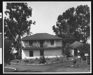 Exterior view of the Gaspar Orena Adobe House at Ortega Hill, Montecito, 1936