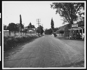 View of a road in Nashville, El Dorado County, 1936