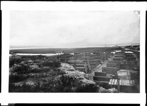 Back bay of Los Angeles Harbor looking east from the hill behind the lumber yard, 1884