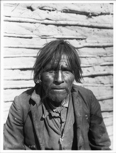 Yuma Indian man wearing a beaded necklace, ca.1900