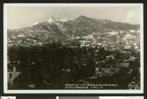 Distant view of Griffith Observatory, looking from the northwest across Hollywood, ca.1933(ca.1925?)