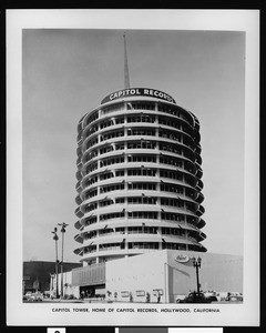 Exterior view of the Capitol Tower, the home of Capitol Records, Hollywood