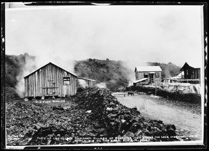 Village of Hoopuloa before lava overwhelms it after eruption of Mauna Loa, Hawaii, April 1926