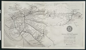 Map of the Pacific Electric Railway lines in Southern California, ca.1940