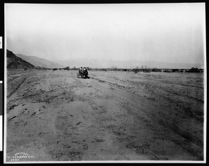 Carl Eytel and George Wharton James in a horse-drawn wagon on the Butterfield Stage Road in the Colorado Desert, ca.1903