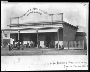 Exterior view of the Nathan Rhine store in Independence on the future site of the post office, ca.1886-1887