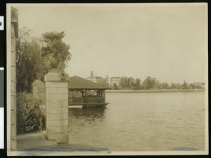 Lake Merritt in Oakland, showing a lakeside home, ca.1910