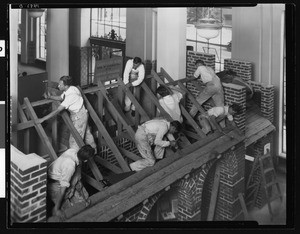 Students demonstrating carpentry work at the Frank Wiggins Trade School, ca.1920-1929