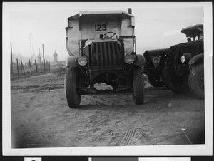 West Slope Construction Company vehicle, formerly a 25-ton Army truck, ca.1920