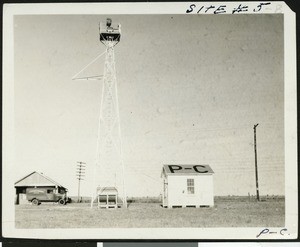 Metal tower at an unidentified airport, ca.1927