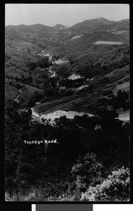 Birdseye view of a road in Topanga Canyon, ca.1920