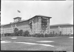 Exterior view of the Ambassador Hotel from the golf course, ca.1920-1929