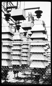 View of utility wires at the power relay station at Boulder Dam