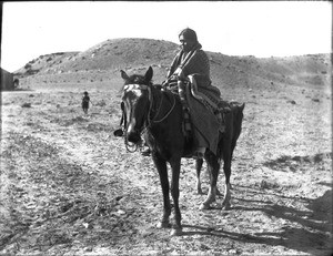 View of a Navajo Indian maiden on a pony, ca.1901