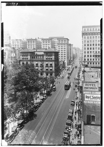 View of South Hill Street looking Northeast from just above 6th Street, showing the Hotel Portsmouth, ca.1920