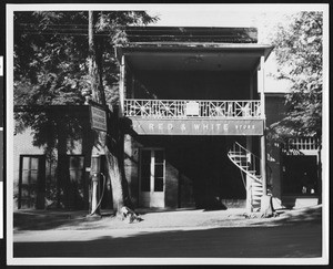 Exterior view of the Masonic Building in Weaverville, Trinity County, 1936