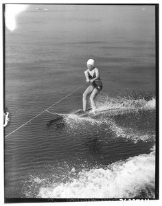 A woman water skiing