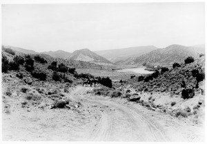 Horse and wagon near the Rio Grande River on the road to the Indian Pueblo of Taos, New Mexico, ca.1889