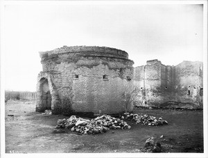 Ruin of the mortuary chapel at Mission Tumacacori, Arizona, ca.1908