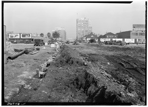 Olive Street construction views, looking north from Washington Street, December 4, 1930