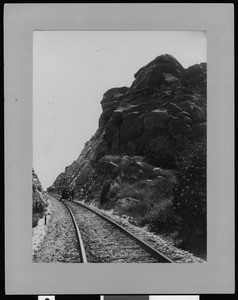 Railroad handcar at the base of Sphinx Rock in Chatsworth Park Canyon