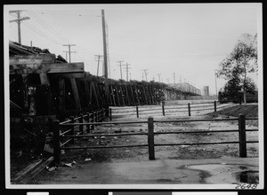 Damaged wooden viaduct in Los Angeles